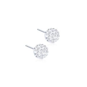 Crystal Ball White Oyraringar Titanium 6 mm