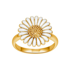 Marguerit Ringur Gylt Silvur 15 mm