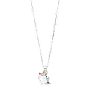 Cartoony Unicorn Hálsketa Silvur við Glasing