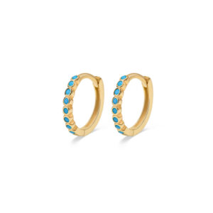 Colour Dot Hoops Turquoise Gylt Silvur