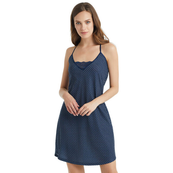 Náttkjóli 51065 White Polka Dot Print_
