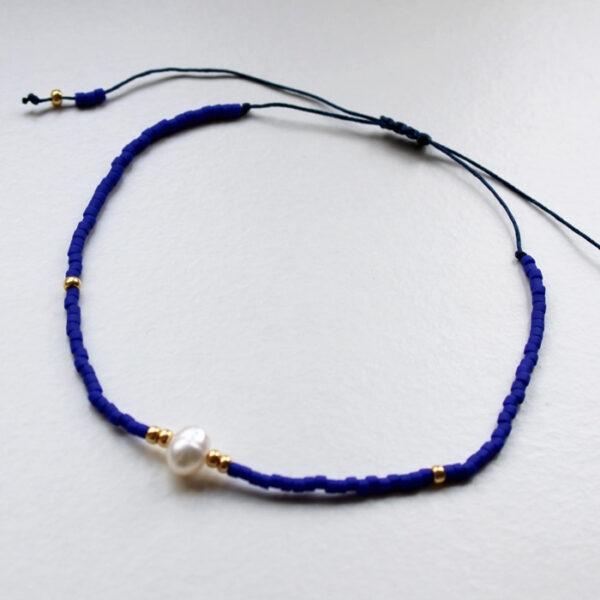 Holly Armband Blátt, Pearl og Gull