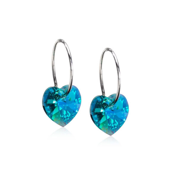 Heart Turquoise Hoops Oyraringar Titanium