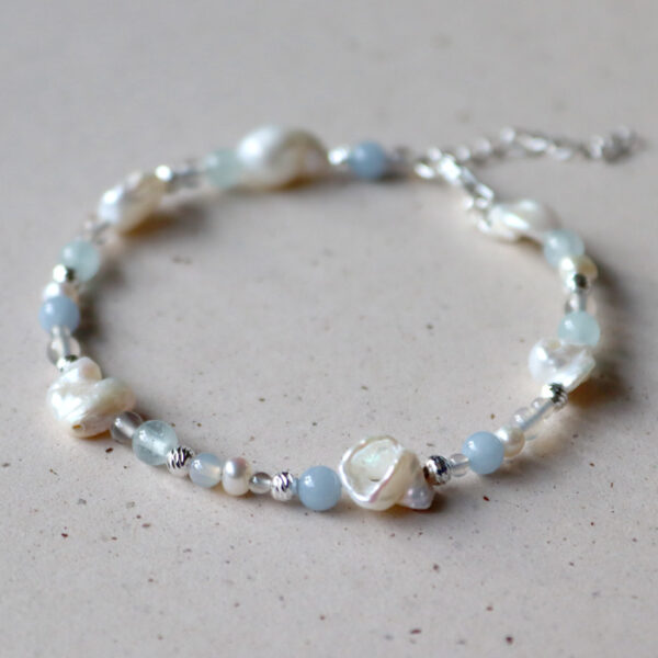 Sky Blue Pearl Armband Silvur