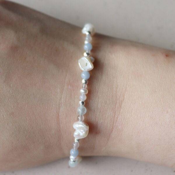 Sky Blue Pearl Armband Silvur - Image 2