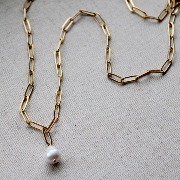 Dubai Pearl Chunky Hálsketa Gylt Stál