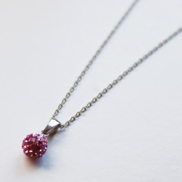 Glitter Ball Pink Hálsketa Silvur