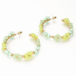Green Flower Hoops Oyraringar Gylt Stál