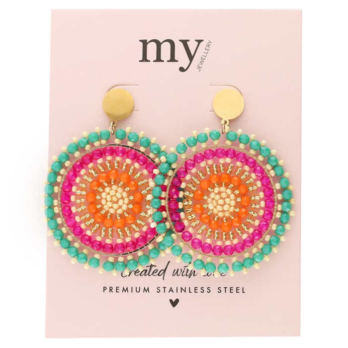 Multicolor Circle Oyraringar Gylt Stál