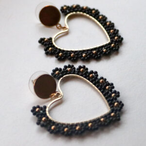 Black Bloom Heart Oyraringar Gylt Stál