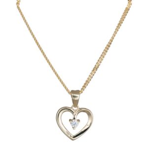 Hjarta Single Zirkonia Hálsketa 8 Karat Gull / Gylt Silvur