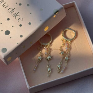 Stella Hoops Blue Oyraringar Gylt Silvur