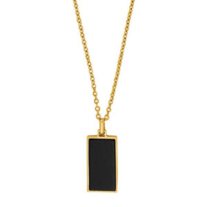 Black Agate Hálsketa Gylt Stál
