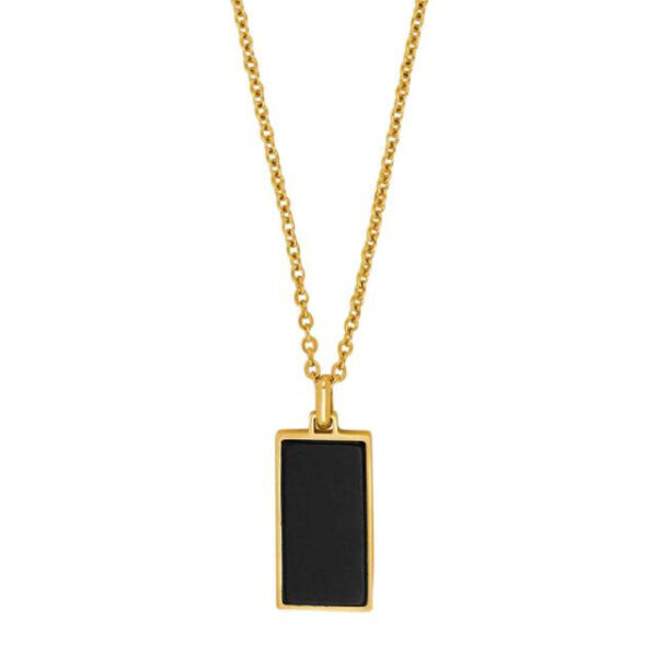 Black Agate Hálsketa Gylt Stál