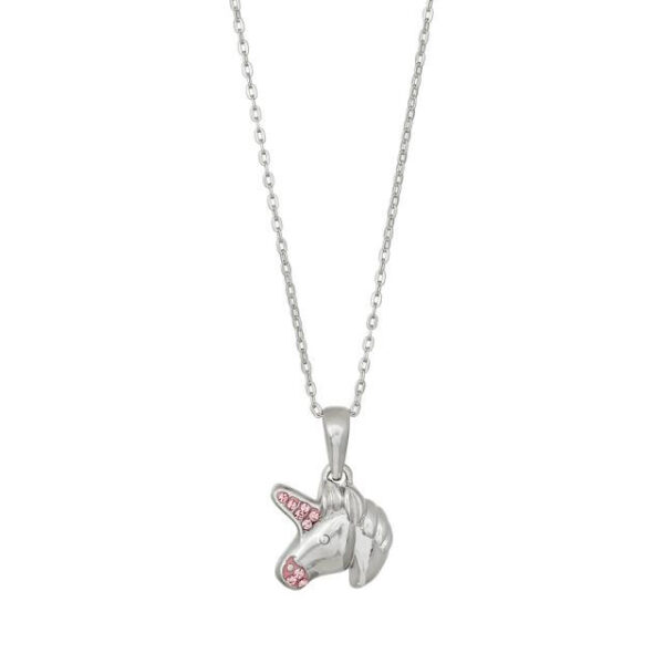 Unicorn Pink Zirkonia Hálsketa Silvur