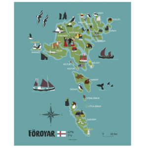 Føroyakort Plakat 40 x 50 cm