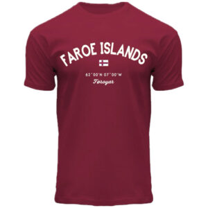 Faroe Islands T-shirt Burgundy við Hvítum Teksti