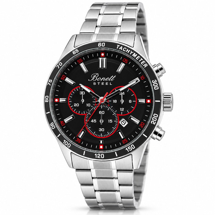 Chronograph Harraur 1518S Black / Red við Leinkjureim