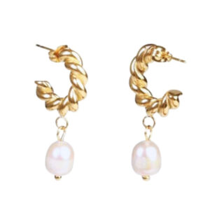 Pearl Hoops Oyraringar Gylt Stál