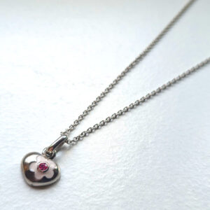 Hjarta við Pink Blómu Hálsketa Silvur