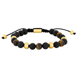 Perluarmband Black Agat Lava Tigereye Gylt