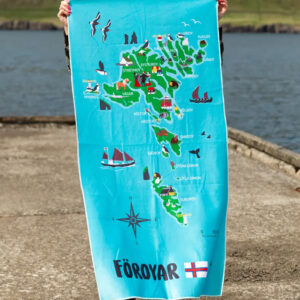 Baðihandklæði Føroyakort 70 x 140 cm